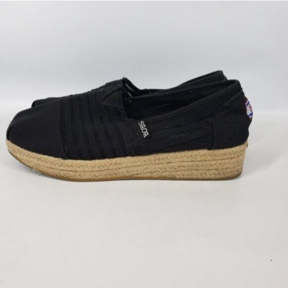 Bobs from Skechers Black Slip On Espadrille Platform Shoes Size 8 - Picture 4 of 15